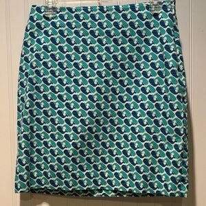 Talbots Teal and Blue Whale Patterned Pencil Skirt Size 4